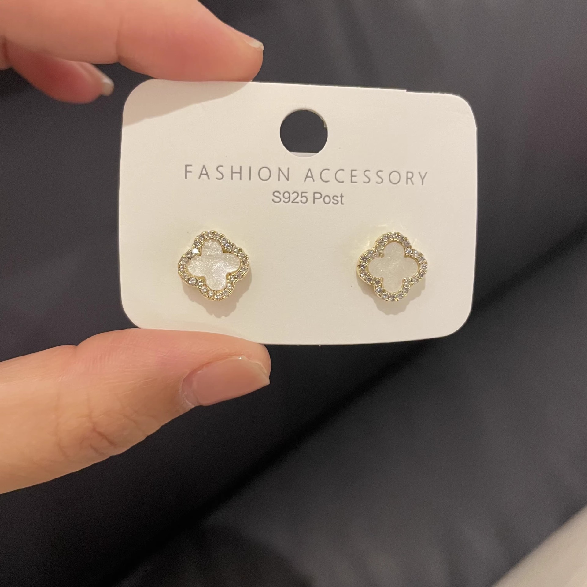 sterling silver needle four leaf clover ear stud light luxury high-grade temperament earrings popular internet influencer earrings 2023 new earrings full figure