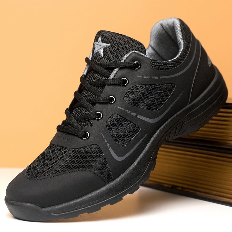 new physical fitness training shoes men's summer black training shoes ultra-light breathable running shoes wear-resistant rubber shoes men's sneakers details Picture