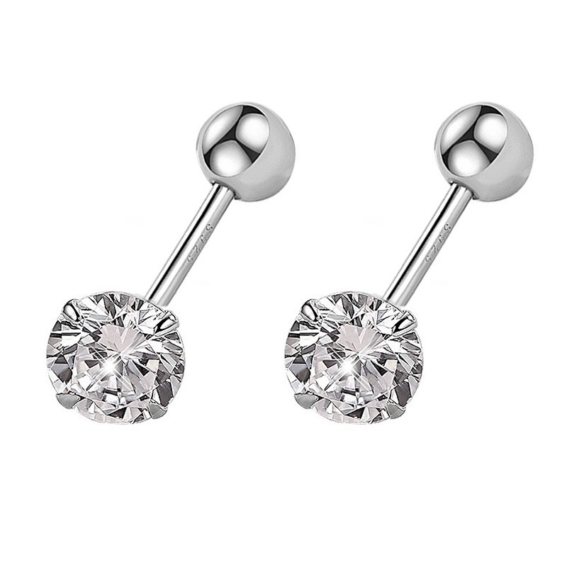 zircon stud earrings 925 silver earrings light luxury high sense everyday joker rhinestone flash internal spiral ear bone stud wholesale Specification drawing