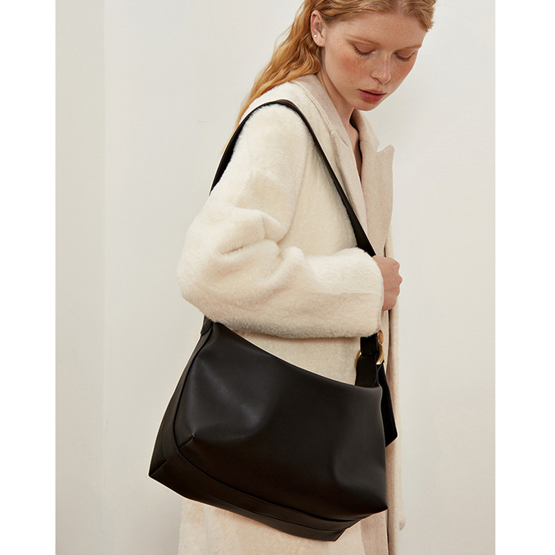 high retro textured big bag women's large capacity shoulder commuter bag soft leather crossbody bag tote bag one piece dropshipping details Picture