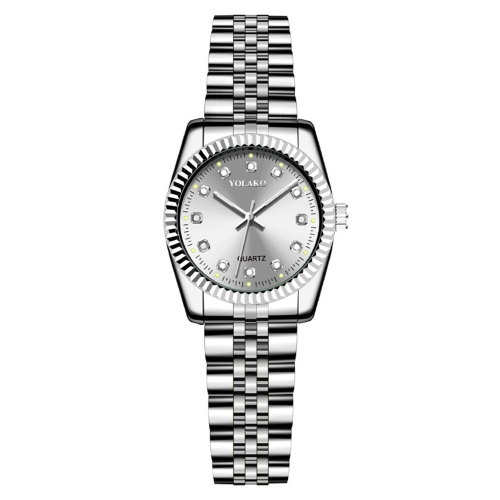 diamond surface steel belt calendar watch women's simple casual student fashion quartz golden suit men's watch couple Item Picture