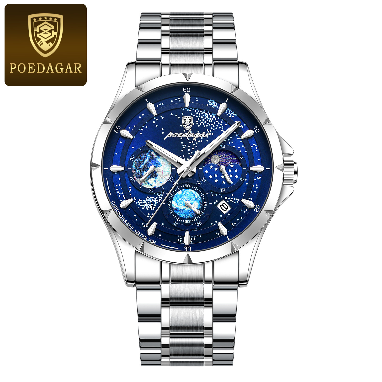 swiss brand new multi-functional luminous men's watch waterproof quartz watch live broadcast foreign trade popular style one piece dropshipping Item Picture