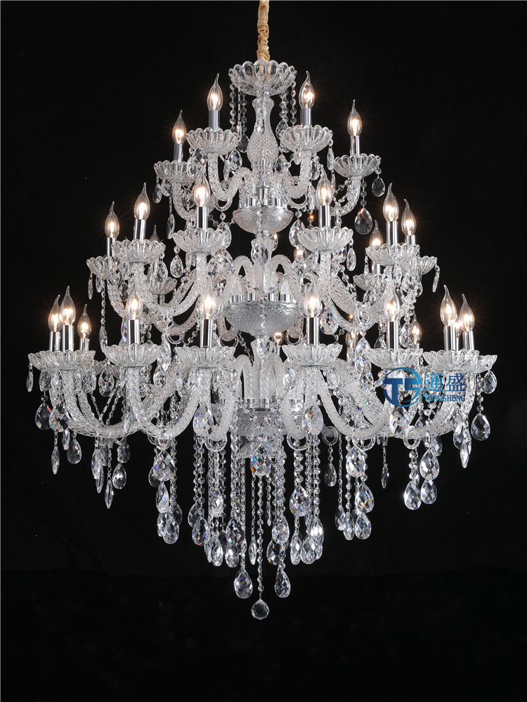 luxury duplex building crystal chandelier european style lamp in the living room elegant high-rise hotel club ceremony banquet project wedding chandelier details Picture