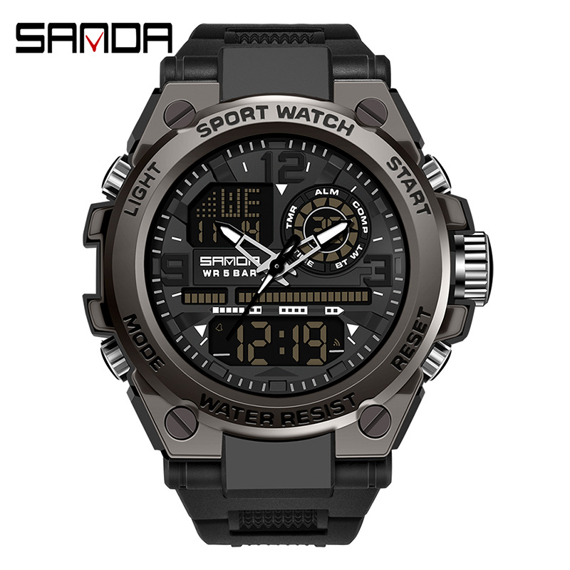 sanda trendy multi-functional special forces men's watch double display waterproof luminous outdoor sports student electronic watch Application Scenario