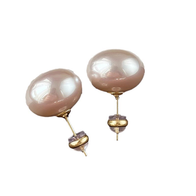 shijia bread flour light milky white pearl stud earrings female s925 sterling silver needle niche high sense all-matching new product earrings Item Picture