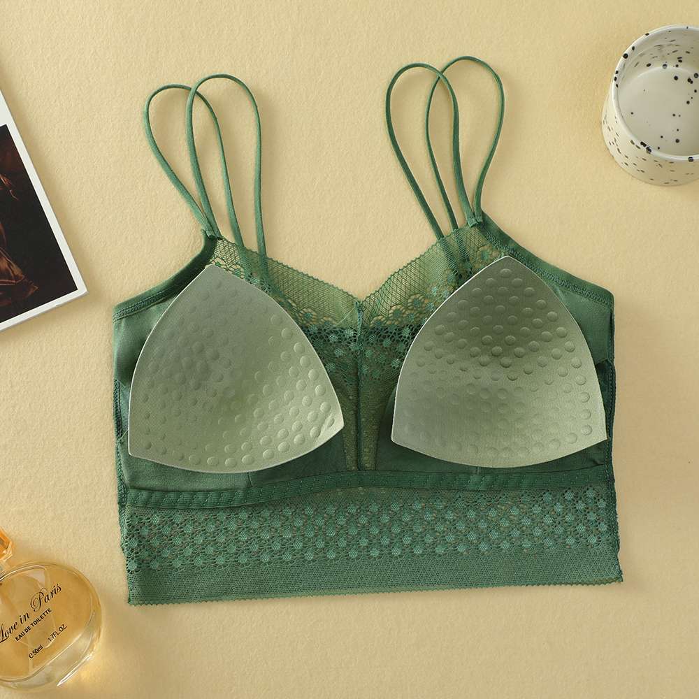 Ladies' lace, beautiful back bra with sequined straps undefined