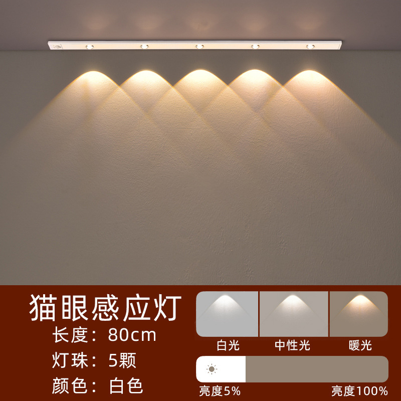 three-color  eye light human body induction light with led cabinet wardrobe light hill light strip-style smart charging ultra-thin details Picture
