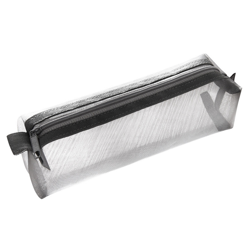 simple transparent grid mesh pencil case small fresh exam large capacity stationery universal for boys and girls pencil box Item Picture