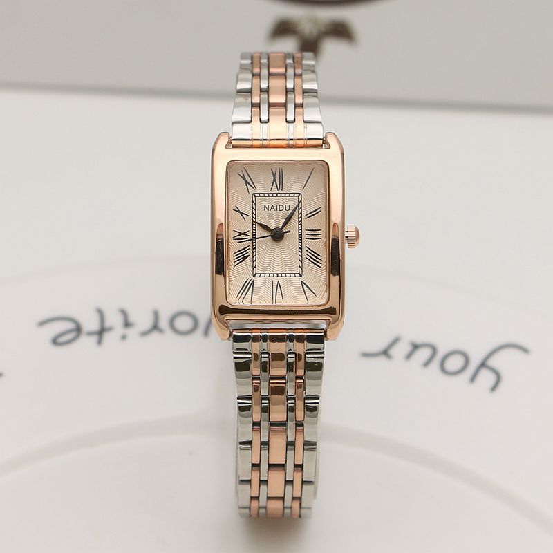 literary style student small rectangular steel strap quartz watch stainless steel strap fashion girl watch mori style square watch details Picture