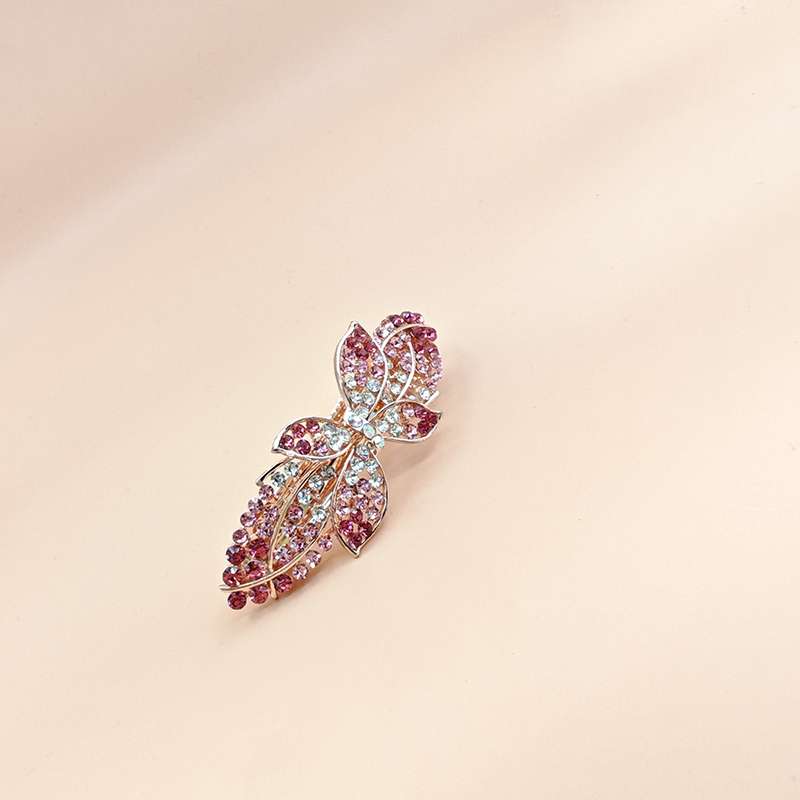 新年红色鲨鱼夹鸭嘴夹发饰发夹发合金材质时尚百搭发饰品彩色水钻发夹详情图2