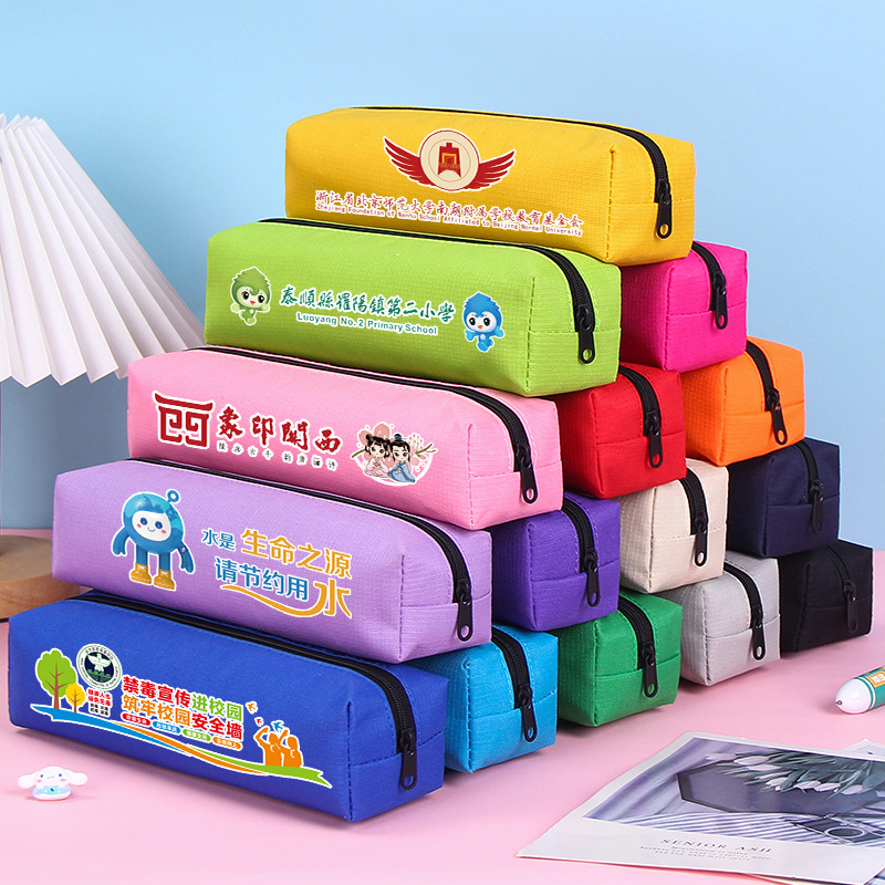 pencil case custom printed logo simple large capacity stationery bag primary and secondary school students pencil bag factory wholesale training promotion full figure