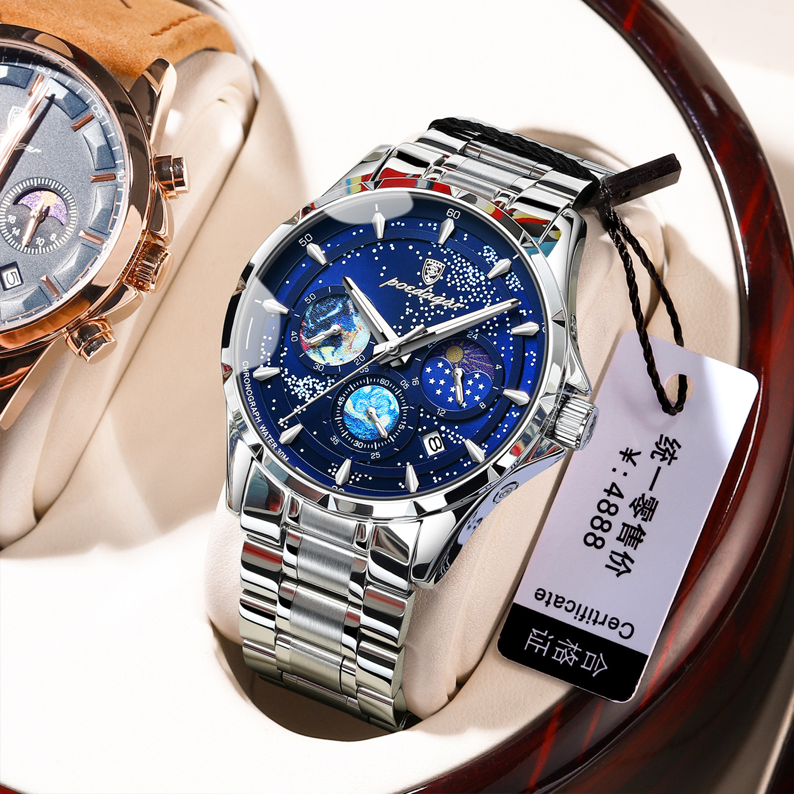 swiss brand new multi-functional luminous men's watch waterproof quartz watch live broadcast foreign trade popular style one piece dropshipping full figure