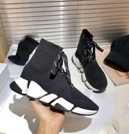 factory wholesale breathable sneakers men's and women's paris mid-top lace-up socks boots knitted stretch sock shoes men's shoes details Picture