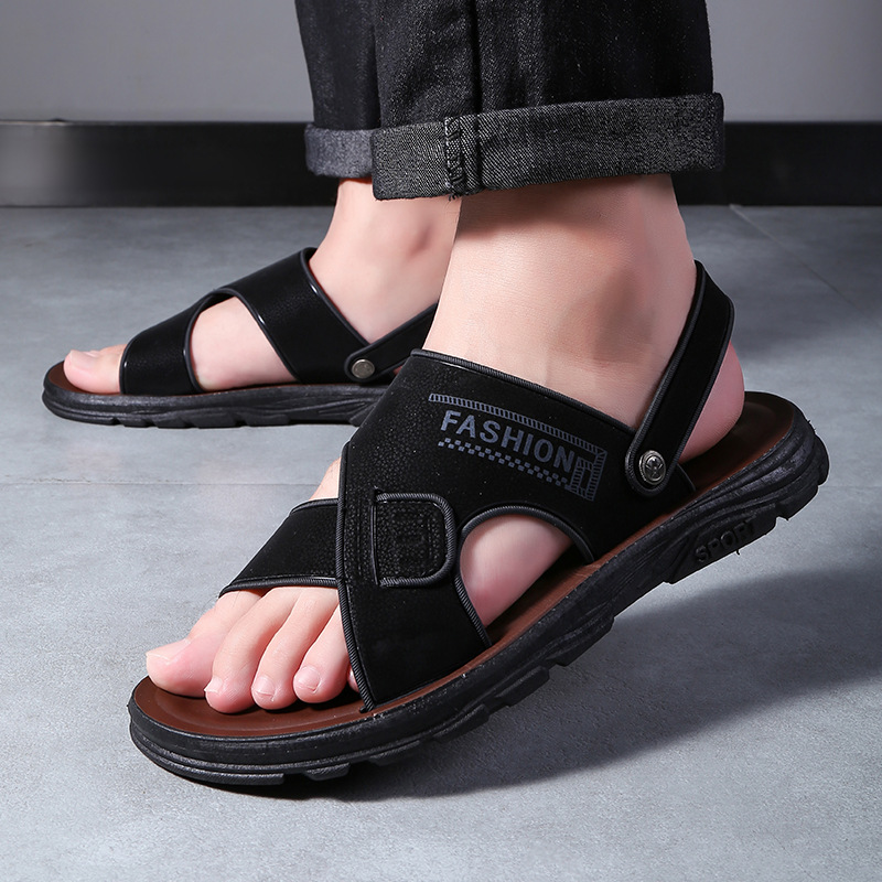 one piece dropshipping free shipping men's sandal slippers one two-piece wear summer men's wear-resistant thick bottom non-slip waterproof Item Picture