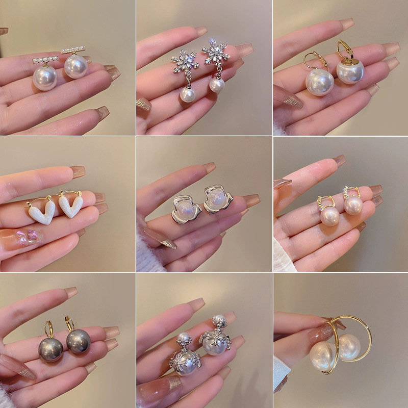 s925 silver pearl earrings women's light luxury high-grade niche online red all-match earrings 2025 spring and summer earrings wholesale details Picture