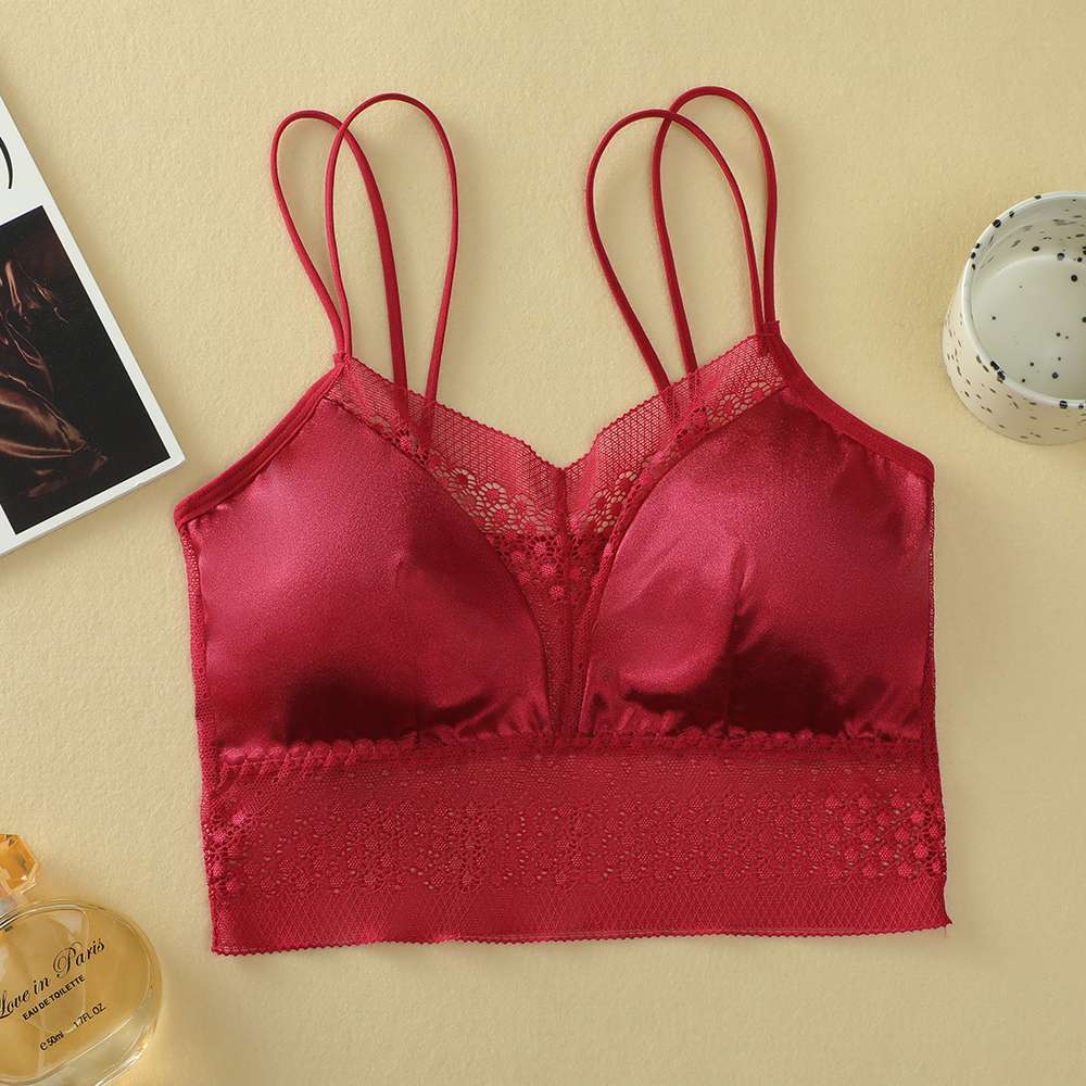 Ladies' lace, beautiful back bra with sequined straps undefined