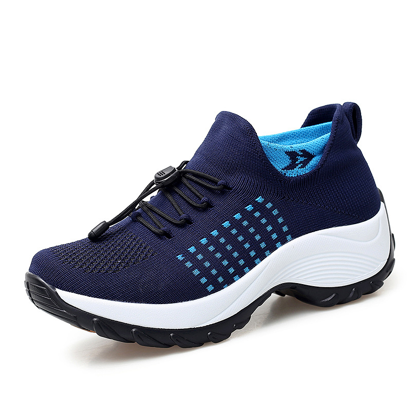 spring new cross-border plus size sneakers sock shoes mom shoes flying woven breathable mesh women's shoes platform shake shoes undefined