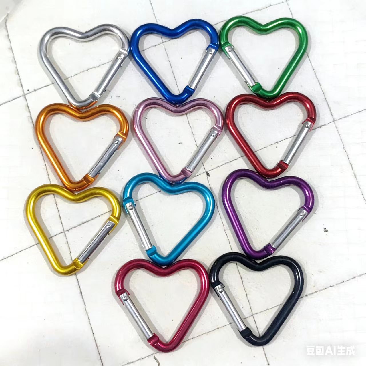 铝合金彩色爱心登山扣桃心箱包玩具挂扣心形登山扣心型挂钩钥匙扣配件