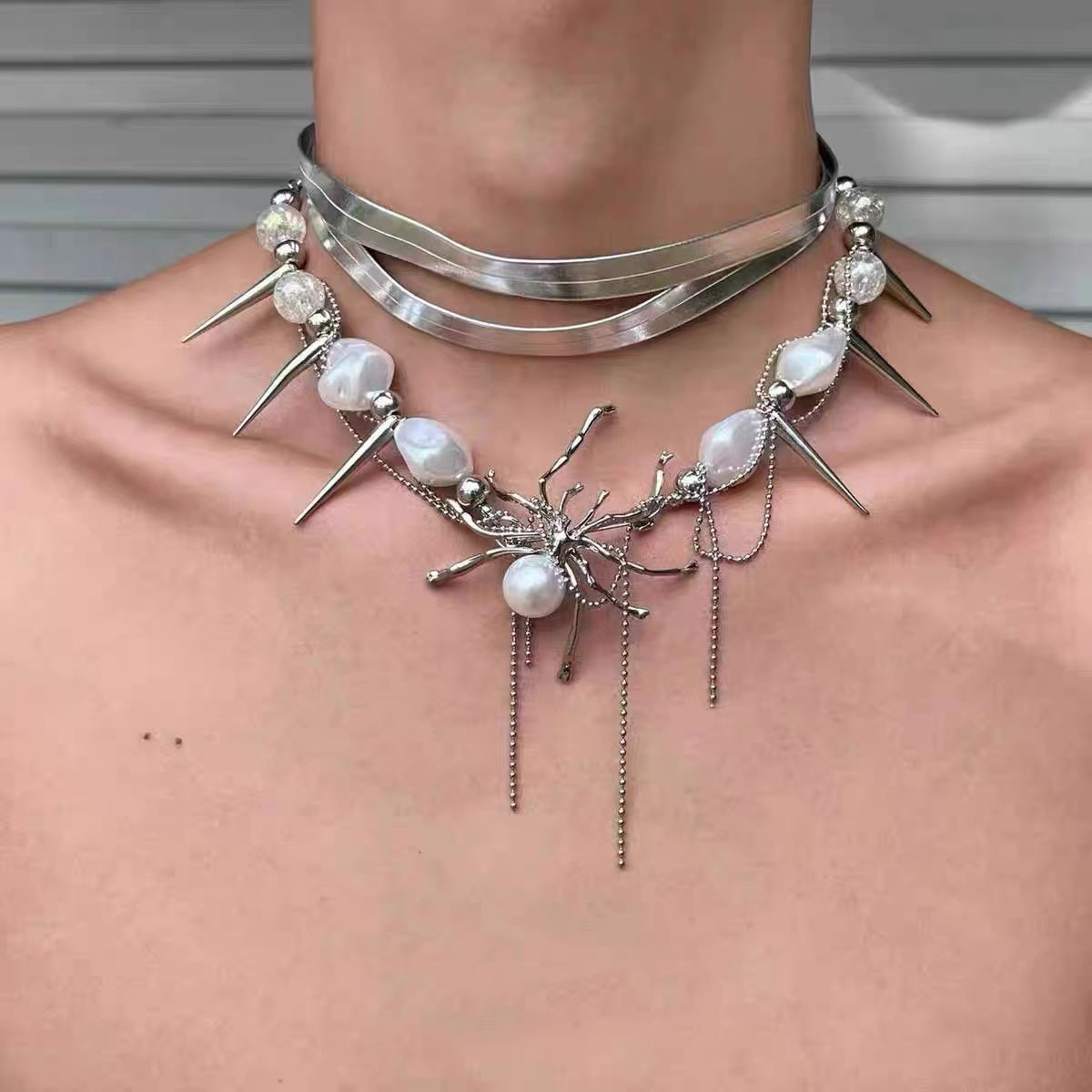 y2g heavy industry beads xingx necklace titanium steel asian culture hot girl sweet cool necklace women's punk style gothic niche european and american details Picture