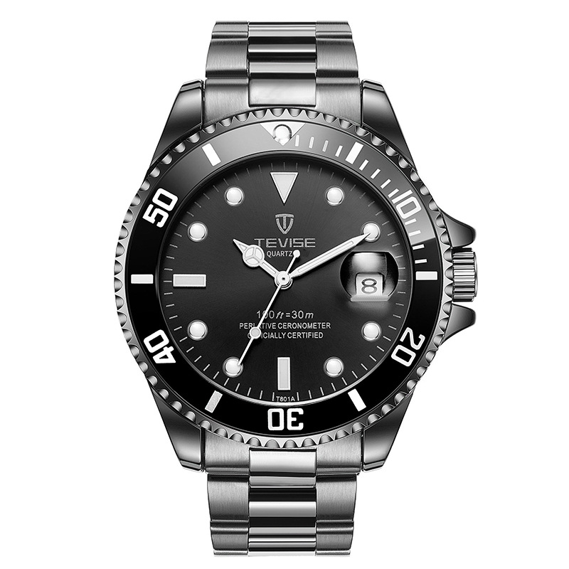 swiss tevise men's watch water ghost quartz watch waterproof class ii e-commerce famous watch men's watch Specification drawing
