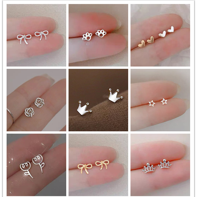 mini invisible 925 silver stud earrings 2025 new earrings niche design ear bone stud ear-caring earrings for women Specification drawing