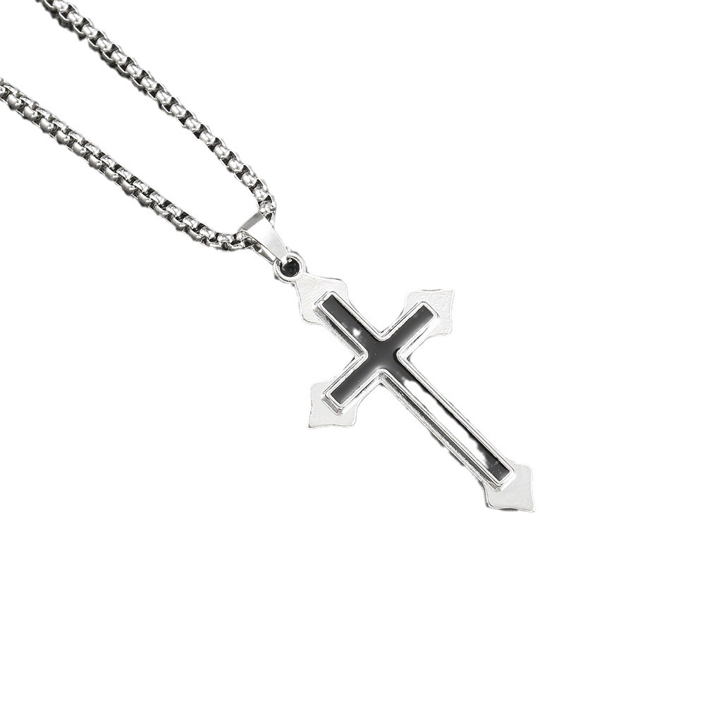 cross-border hip hop necklace ornament men's popular street cross personality disco alloy pendant sweater chain wholesale Item Picture