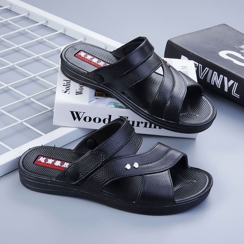 vietnam rubber dad sandals wear-resistant non-slip thick summer slippers outdoor men's beach shoes platform slippers wholesale details Picture