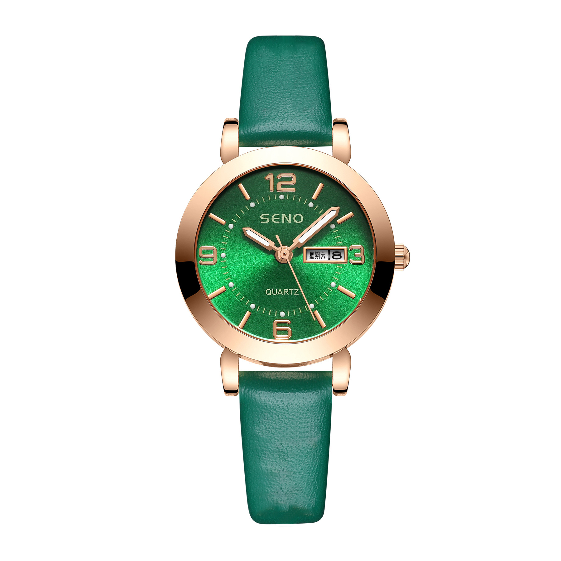 one piece dropshipping popular women's quartz watch luminous waterproof double calendar female student automatic watch wholesale Specification drawing