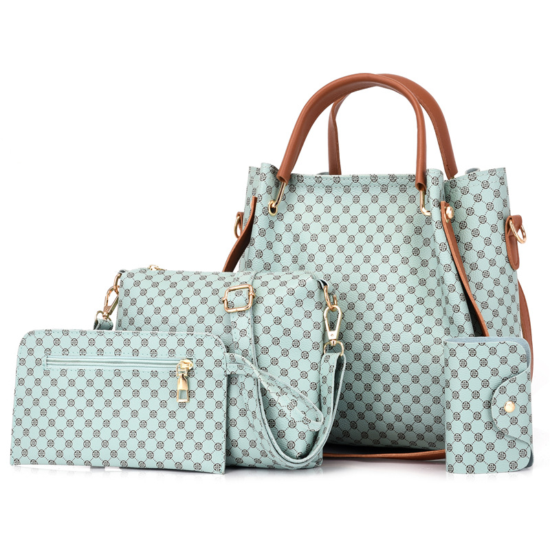2023 new european and american retro shoulder handbag four-piece set mother and child bag ladies printed crossbody bag cross-border wholesale full figure