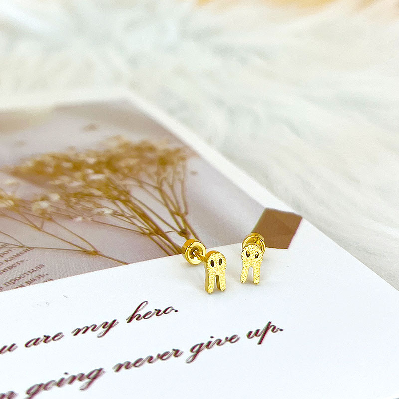 titanium steel fashion love snowflake twist screw frosted cd pig nose ear studs hollow geometry korean simple deer earrings full figure