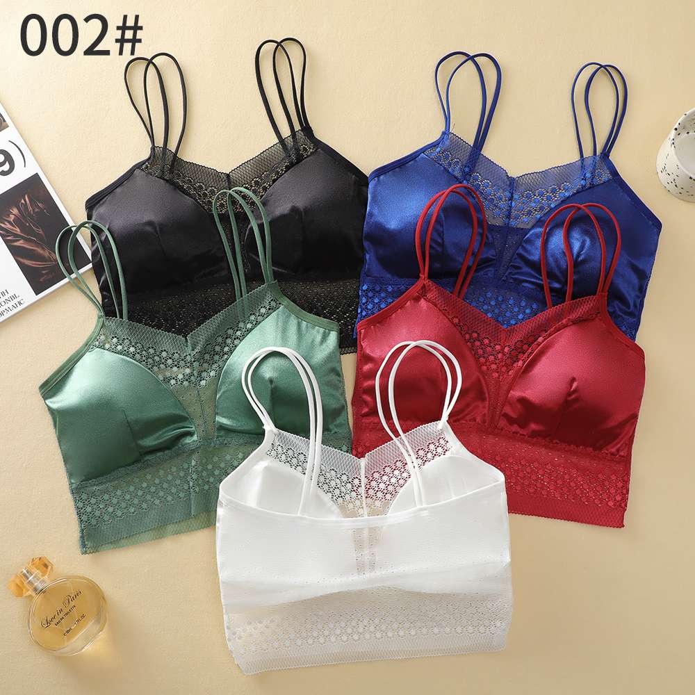 Ladies' lace, beautiful back bra with sequined straps full figure