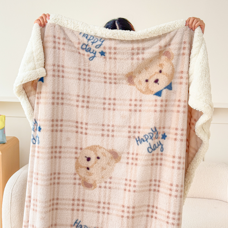 The new rabbit plush blanket, faux lamb wool printed milk wool cover blanket, multi-functional quilt cover blanket and sofa blanket keep you warm pic 1