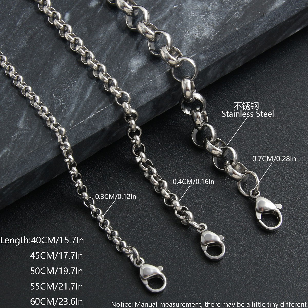 factory furnace electroplating european and american stainless steel twist necklace 3/4/5mm titanium steel hip hop ear accessories necklace men and women Item Picture