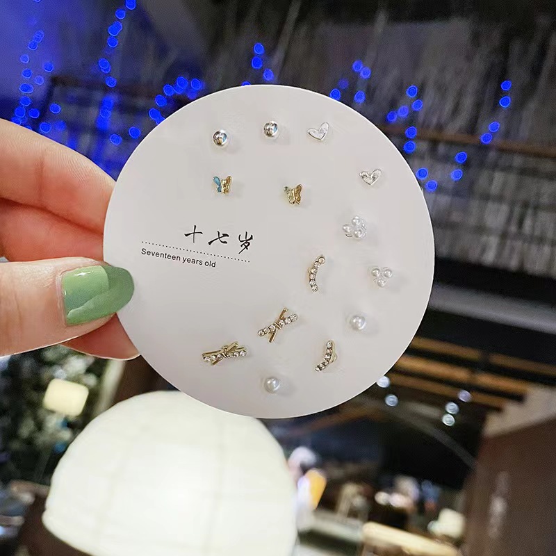 925 needle korean style earrings ear-caring refined and simple 6 pairs set all-match small cute earrings non-heavy earrings Application Scenario