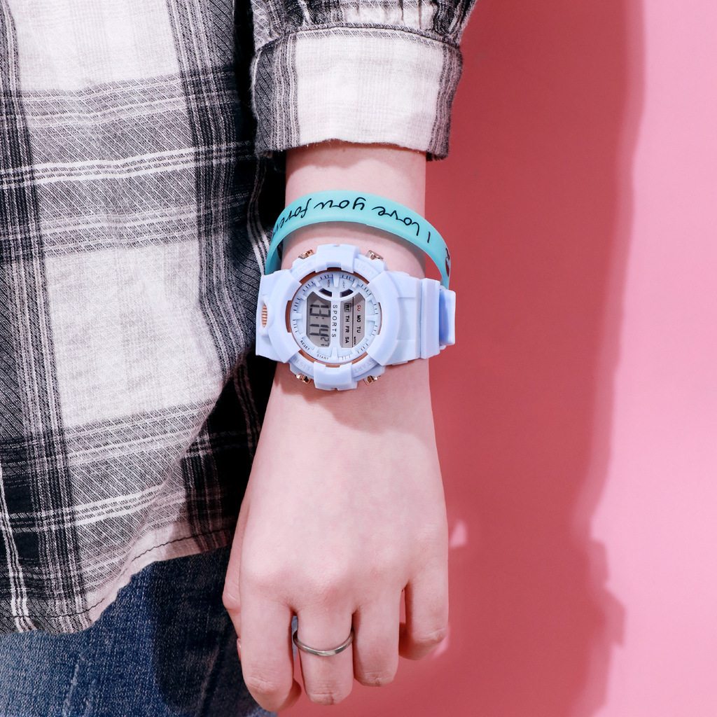 new student sports waterproof electronic watch children luminous men and women multi-function electronic watch in stock wholesale Item Picture