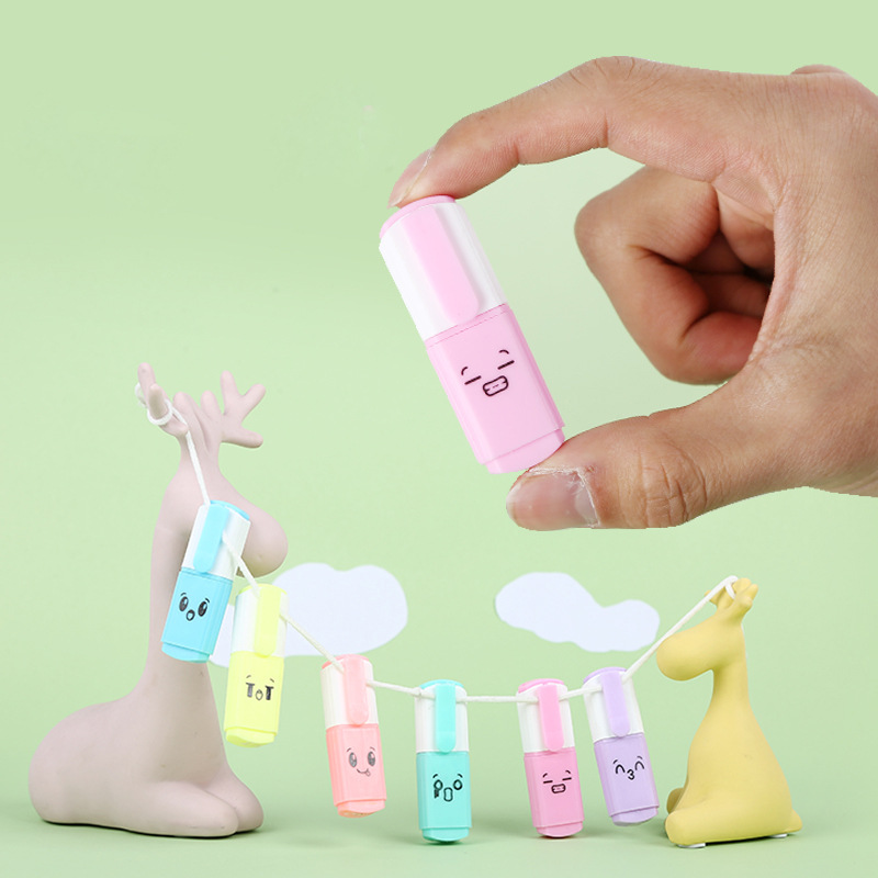 h138 cute student supplies fluorescent pen 6-color bag single-head tianhao cartoon fluorescent pen stationery set Application Scenario