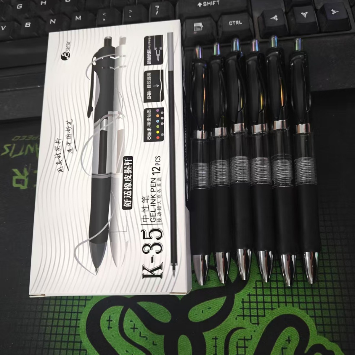 press gel pen k35 carbon pen 0.5mm black student learning ballpoint pen conference signature pen office stationery details Picture