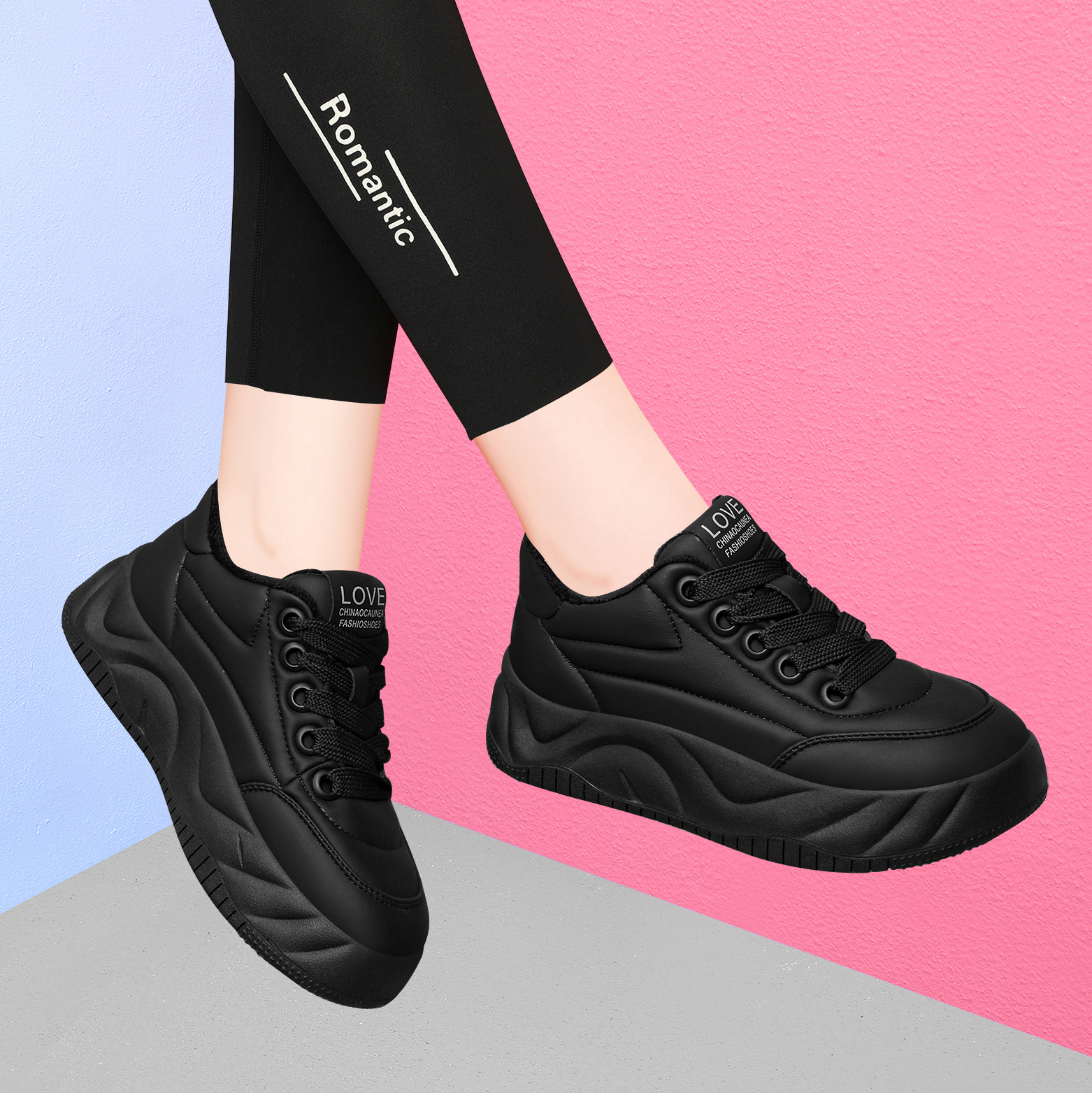 thick bottom bread shoes pumps autumn and winter 2025 new versatile soft bottom casual shoes board shoes for women velvet sports cotton shoes Specification drawing