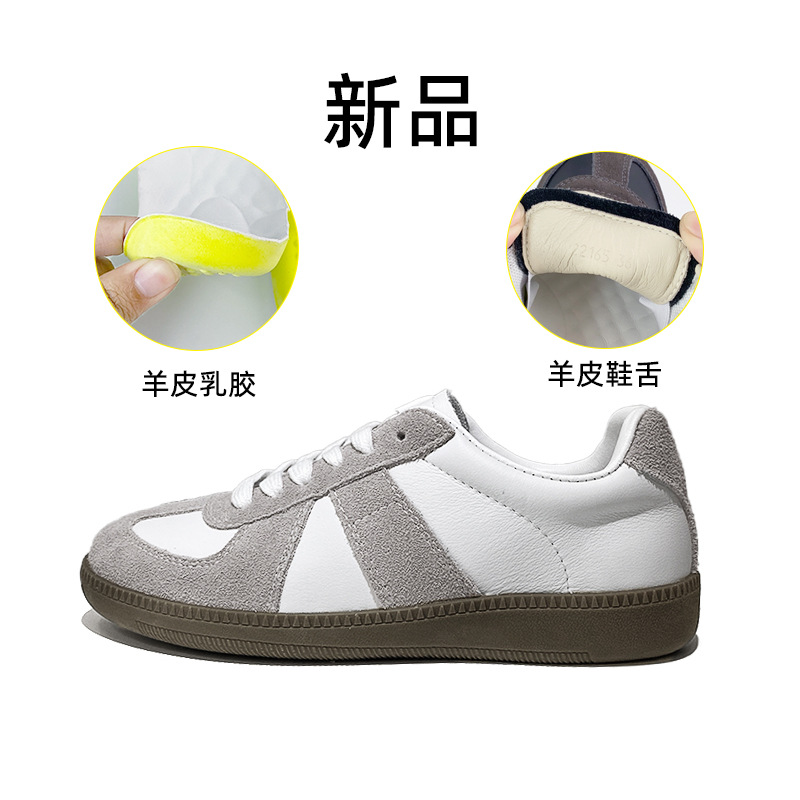 german training shoes for women 2025 new first layer cowhide inner sheepskin lovers shoes versatile breathable casual flat white shoes undefined