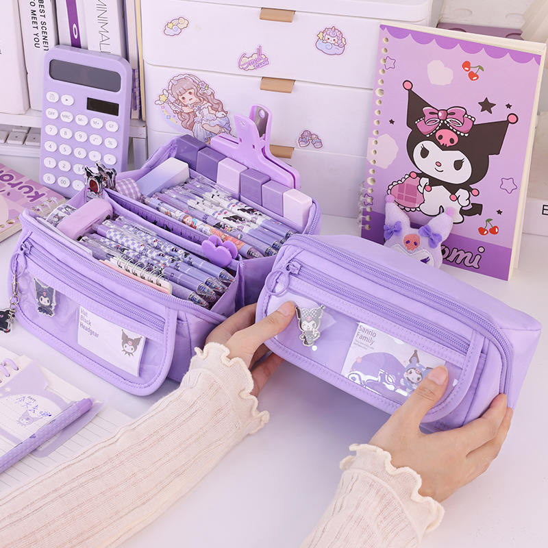 girl heart prism pencil case large capacity primary school stationery box good-looking girl stationery case multifunctional pencil case details Picture