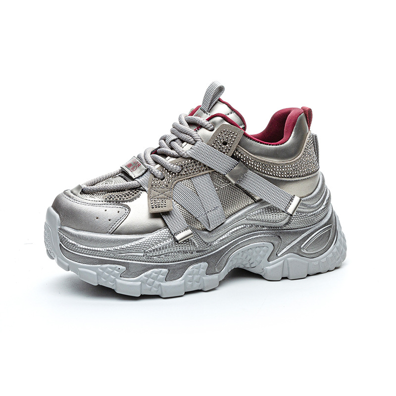 internet hot dad shoes women's autumn and winter 2025 new platform height increasing insole casual versatile color matching rhinestone sports women's shoes details Picture
