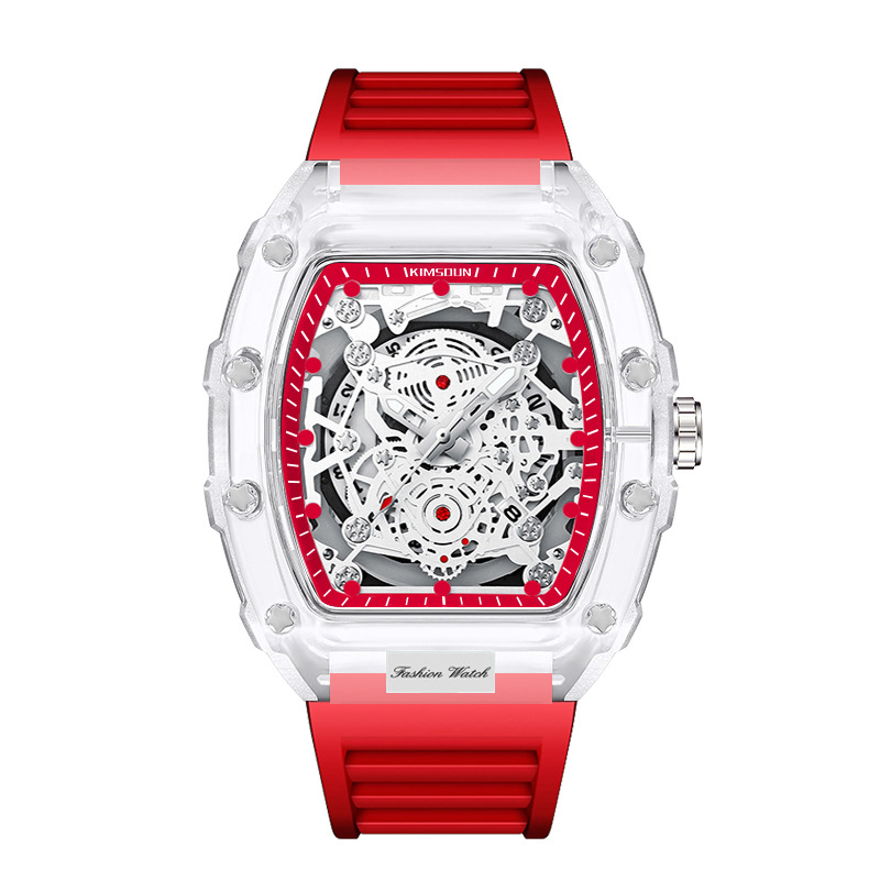 foreign trade cross-border watch personalized barrel-shaped quartz watch fashion transparent men's watch wholesale waterproof watch watch details Picture