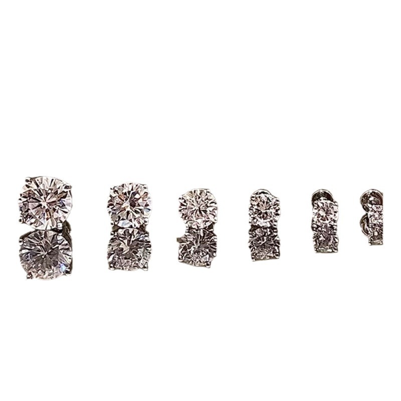 flash series huazi claw inlaid zircon ear bone stud collection medical titanium steel flat bottom threaded needle ear-caring earrings Item Picture