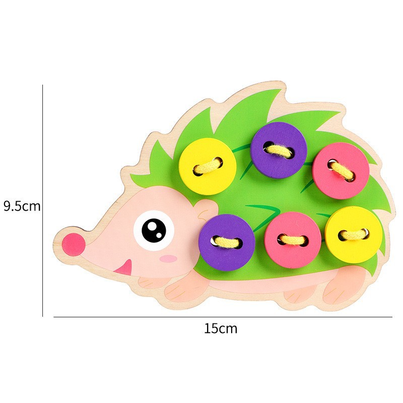 wooden lace-up montessori teaching aids rope threading button practice kindergarten children early education interactive toys Specification drawing