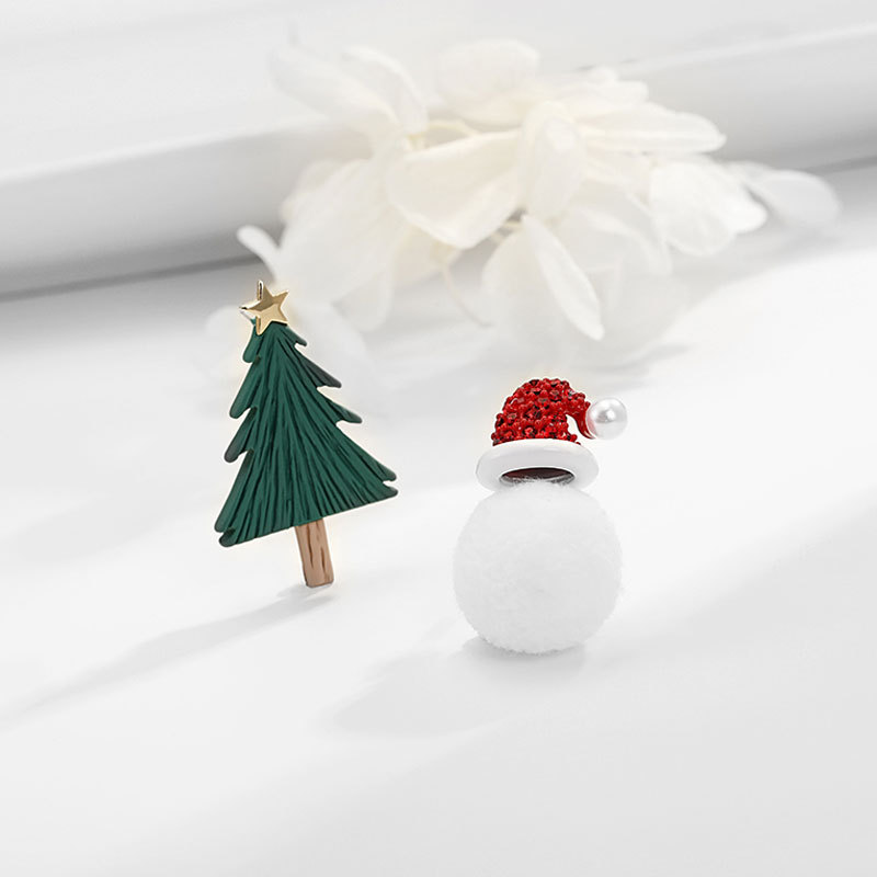 european and american new sterling silver needle christmas series earrings collection asymmetric earrings sweet cute female holiday gift full figure