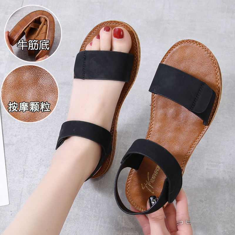 tendon bottom sandals flat shoes 2025 summer new shoes student roman shoes beach shoes soft bottom women's shoes details Picture