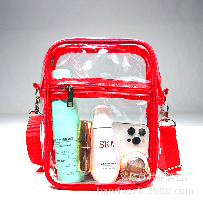 transparent messenger bag pvc transparent concert sports shoulder bag messenger bag with zipper adjustable for men and women full figure