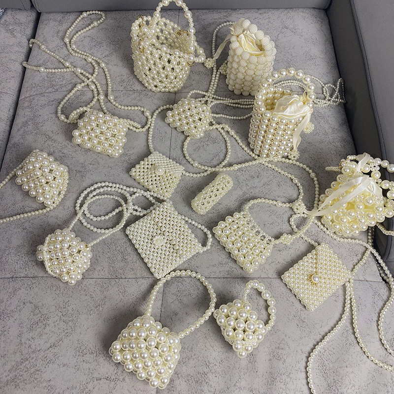 2023 summer pearl bag bags female online influencer small bag crossbody bag all-match mini retro hand-woven ins pearl bag Specification drawing