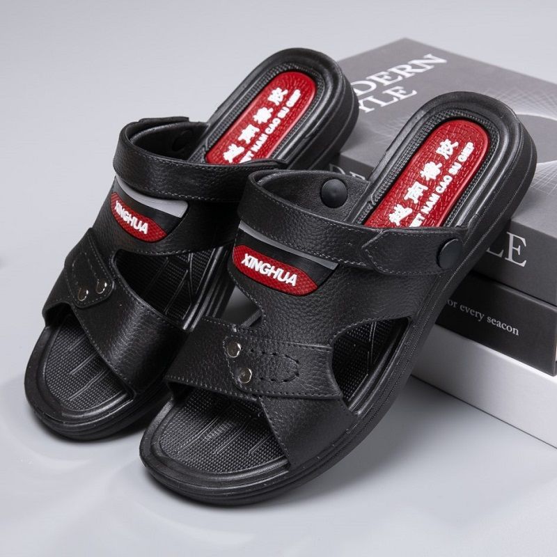 high quality vietnam rubber men's sandal slippers one two-piece wear summer men's wear-resistant driving thick bottom non-slip details Picture