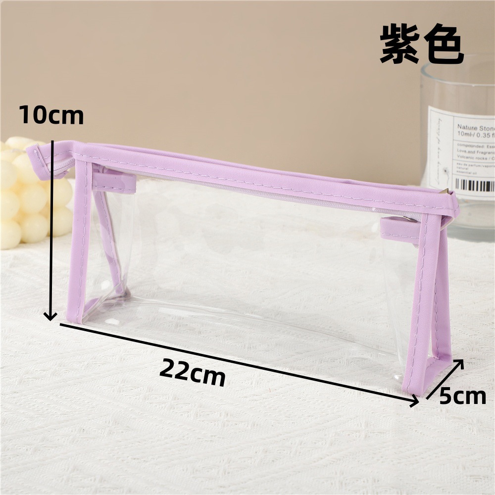 customizable new japanese style good-looking transparent pvc pen bag primary school students wholesale fashion simple stationery buggy bag details Picture